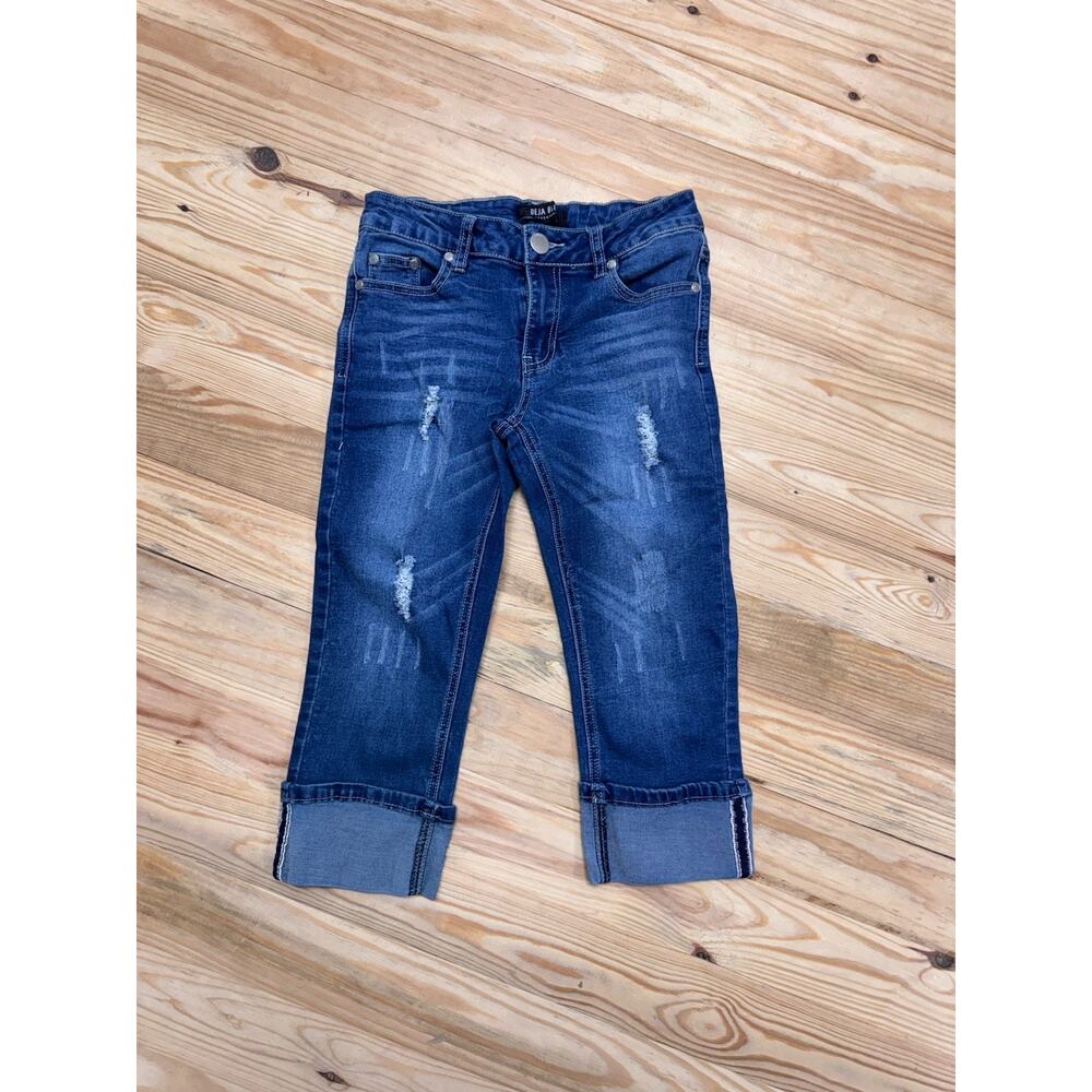 Deja Bleu Premium Capri Distressed Blue 17" Inseam 26" Waist Size Jr. 3 Stretch
